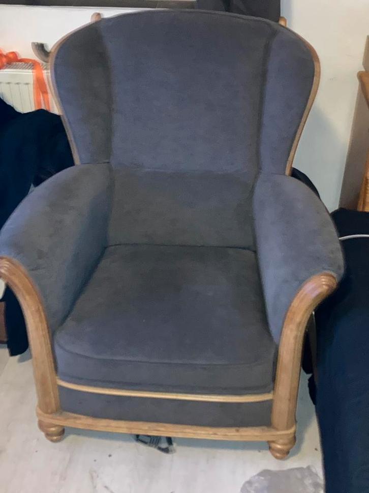 2 mooie blank eiken fauteuils, Huis en Inrichting, Fauteuils, Zo goed als nieuw, Hout, Stof, 75 tot 100 cm, 75 tot 100 cm, Ophalen