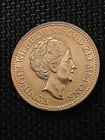 1933 naslag 10 gulden tientje Wilhelmina goud vergulding beschikbaar voor biedingen