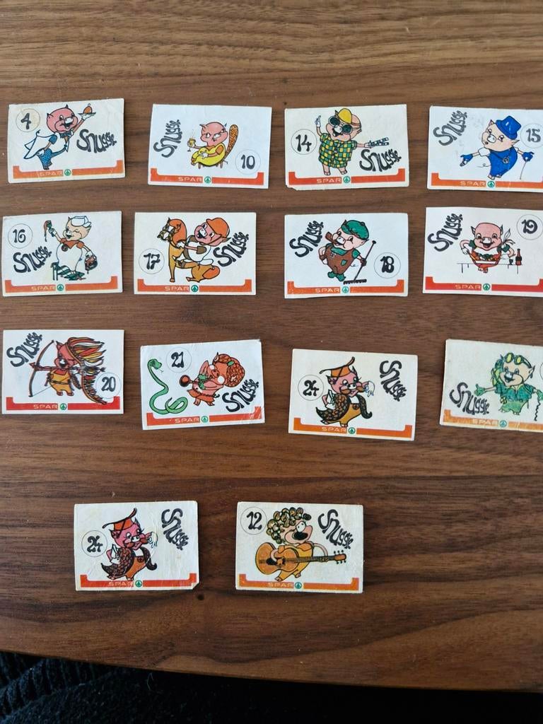 14 Oude Snussie Plaatjes van de Spar, Ophalen of Verzenden, Gebruikt