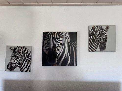 Set van 3 schilderijen met zebraprint te koop, Antiek en Kunst, Kunst | Schilderijen | Abstract, Ophalen