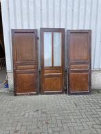 Prachtset van 3 antieke paneeldeuren uit 1890, 215 cm of meer, 80 tot 100 cm, Gebruikt, Glas