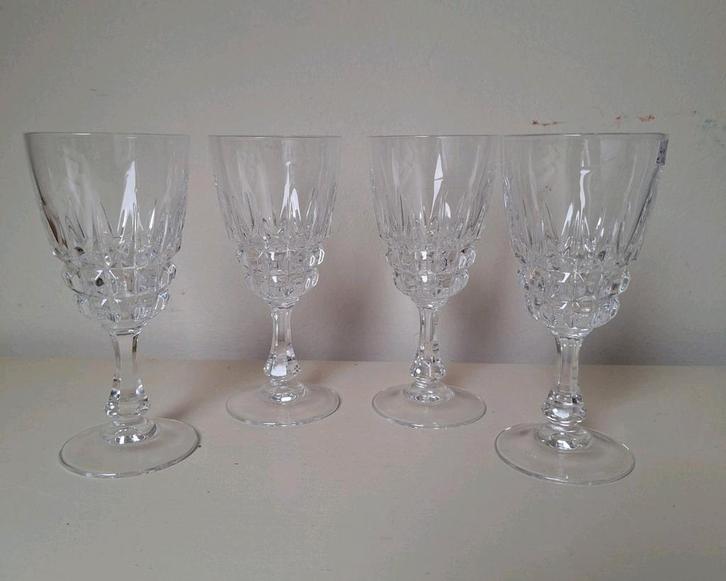 4 Vintage Cristal d'Arques Pompadour borrelglaasjes, Antiek en Kunst, Antiek | Glas en Kristal, Ophalen of Verzenden