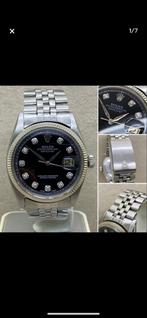 Rolex Datejust 36mm 1601 - Witgoud Bezel, Zwarte Dial, Sieraden, Tassen en Uiterlijk, Horloges | Heren, Staal, Gebruikt, Rolex