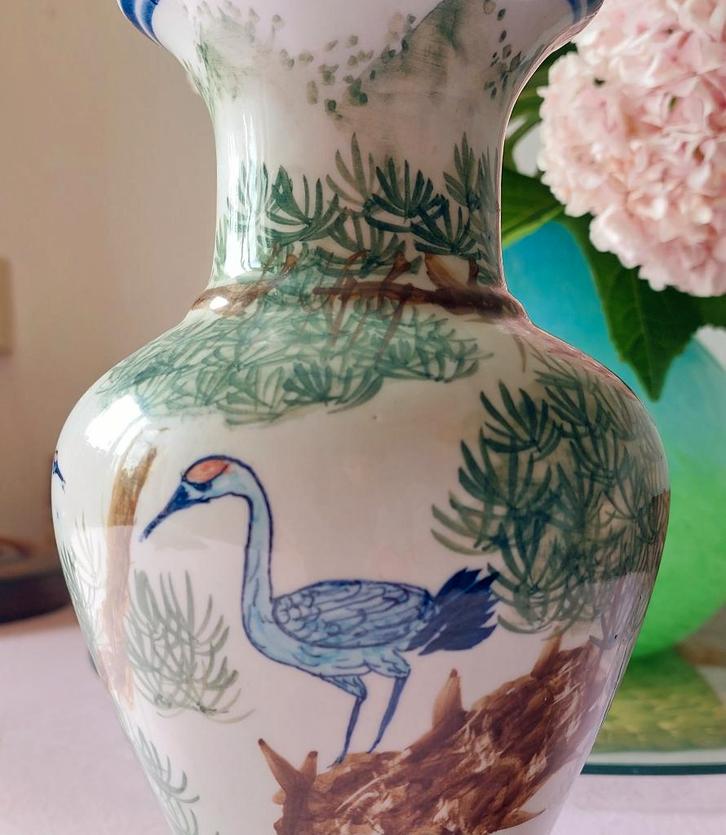 Antieke Xiangtuiping baluster vaas Kraanvogel porselein, Antiek en Kunst, Antiek | Vazen, Ophalen