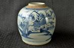 Grote Chinese Gemberpot met blauw meerlandschap, China 1800s, Ophalen of Verzenden