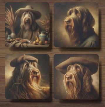 Spinone Italiano Rembrandt stijl onderzetters met houder beschikbaar voor biedingen