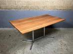Eettafel bureau massiefeiken chroom industrieel vintage, Ophalen, Gebruikt, G, G