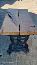 Nieuwe gietijzeren bijzettafel met eiken blad, Huis en Inrichting, Tafels | Bijzettafels, Ophalen, Nieuw, 75 cm of meer, 60 cm of meer