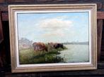 Fedor van Kregten Koeien langs het water, Ophalen of Verzenden