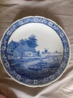 Groot bord, Delfts Blauw "Landschap", Ophalen of Verzenden