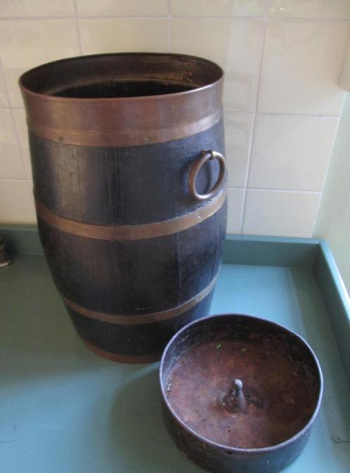 Oude Houten Kuip Vat Ton Paraplubak met Koperen Banden, Antiek en Kunst, Curiosa en Brocante, Ophalen