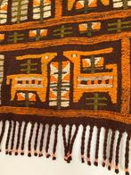 70s Vintage wollen wandkleed met franje 74 x 60 cm, Ophalen, Gebruikt