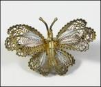 Prachtige filigrain zilver en goud broche vlinder (7269-3767, Sieraden, Tassen en Uiterlijk, Broches, Goud, Ophalen of Verzenden