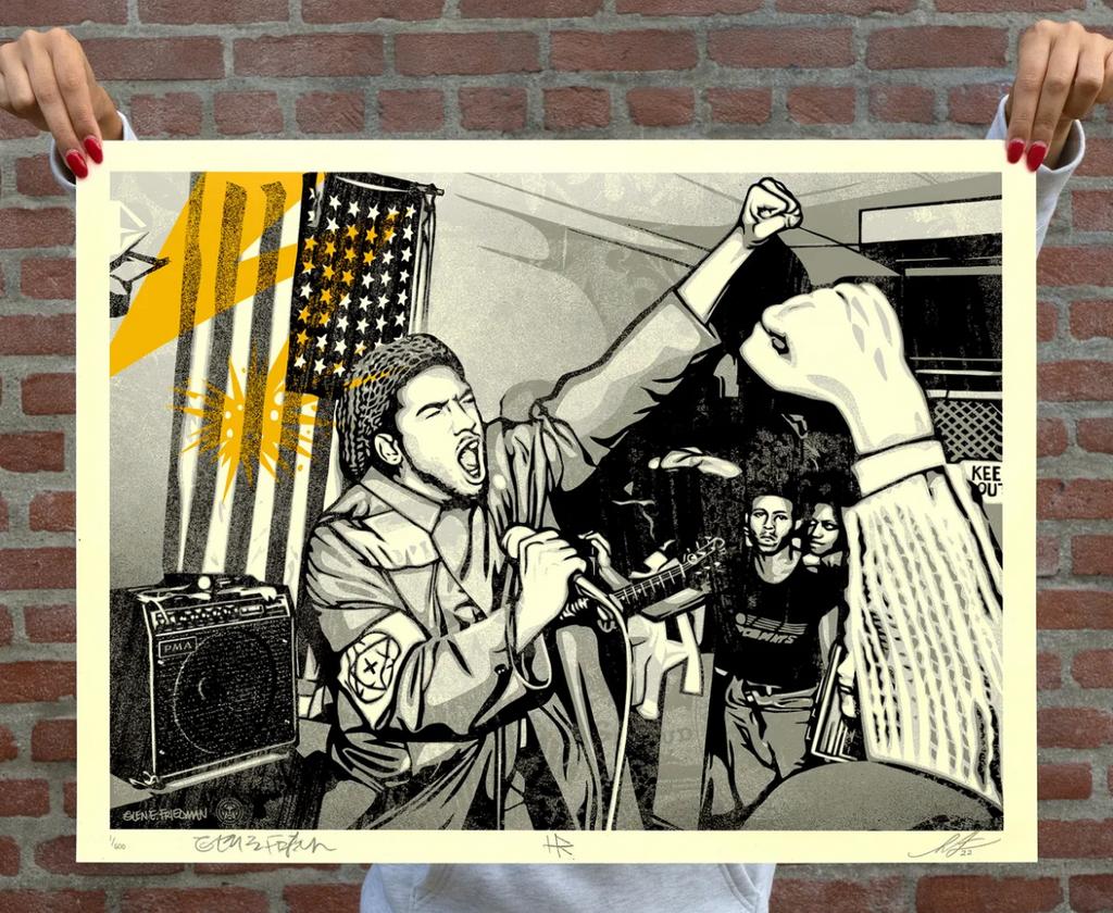 ART OBEY-Shepard Fairey “Fist&Flag”, Ophalen of Verzenden