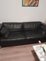 mooie zwart leren 3zits bank met 2 losse leren kussentjes, Huis en Inrichting, Banken | Bankstellen, Ophalen, Gebruikt, Driepersoons