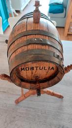 Brocante houten vat op standaard 27 breed en 34 cm hoog., Antiek en Kunst, Curiosa en Brocante, Ophalen