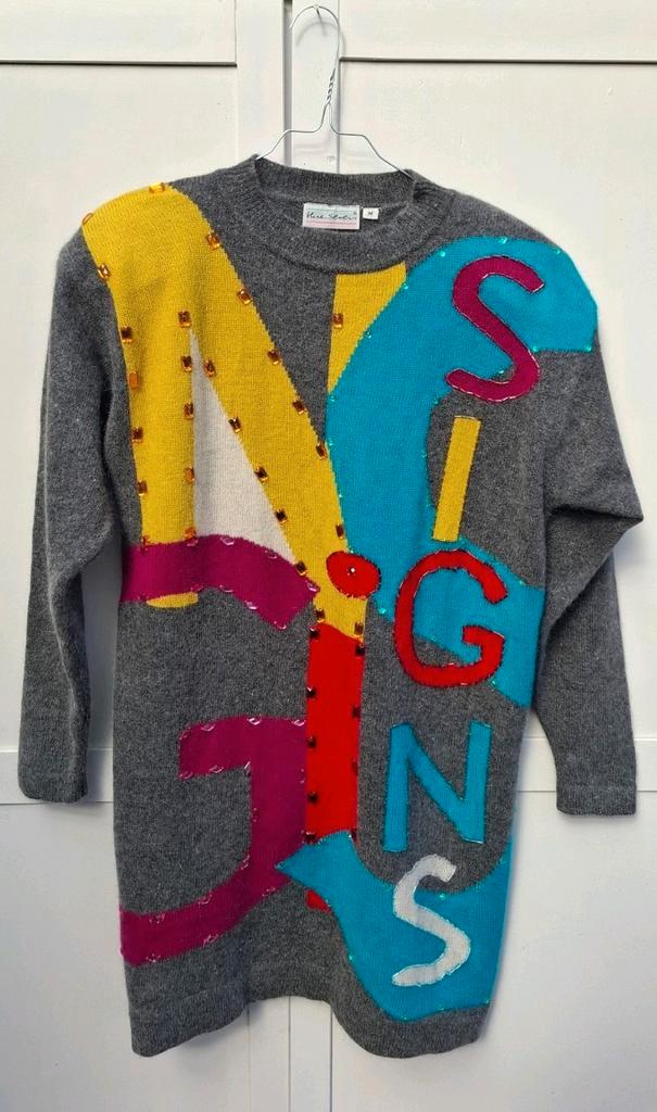 Vintage trui, maat 38/M - grijs- lamswol & angora - 90's, Kleding | Dames, Truien en Vesten, Gedragen, Maat 38/40 (M), Grijs, Ophalen of Verzenden