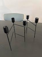 Zwarte metalen kaarsenstandaard, Gebruikt, Zwart, Ophalen of Verzenden, Metaal