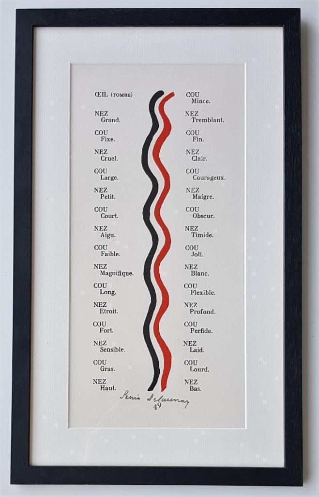 Sonia Delaunay -Poem Tristan Tzara-1977-Gesigneerd, Antiek en Kunst, Kunst | Litho's en Zeefdrukken, Ophalen of Verzenden