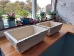 Wastafel travertine - set of 2, Ophalen, Zo goed als nieuw, Minder dan 100 cm, Wasbak of Wastafel