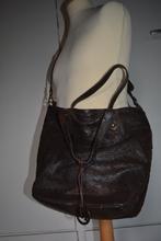 Montini, ruim bruin leren hand-/schouder tas, Ophalen of Verzenden, Zo goed als nieuw, Bruin, Handtas