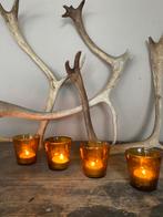 Antiek franse processie glaasjes, amber tint, Antiek en Kunst, Ophalen of Verzenden