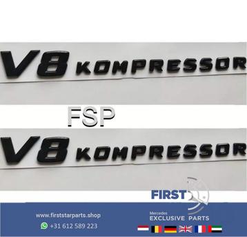 V8 KOMPRESSOR ZIJSCHERM LOGO SET ZWART EMBLEMEN Mercedes AMG beschikbaar voor biedingen