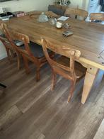 8 teakhouten eetkamerstoelen, Huis en Inrichting, Stoelen, Ophalen, Zo goed als nieuw, Bruin