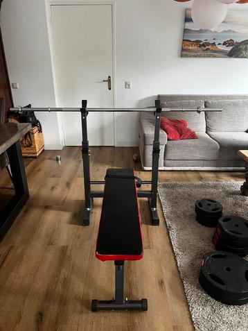 Fitness Bench met Stangen en Gewichten beschikbaar voor biedingen