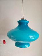 Vintage design Italy 60s blauwe opaline glazen hanglamp, .., .., Gebruikt, Glas