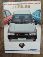 Nissan Jubilee, micra, sunny, cherry brochure  1985, Boeken, Auto's | Folders en Tijdschriften, Nissan, Ophalen of Verzenden, Zo goed als nieuw