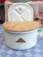 emaille zoutbak/ wit emaille zoutpot/ keuken voorraadpot, Ophalen of Verzenden