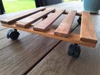 Plantentrolley hout met wieltjes en rem, Ophalen, Overige materialen, Vierkant, Tuin