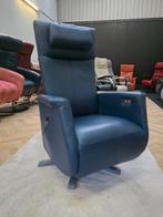 NIEUW! Prominent sta op relaxfauteuil ALLE OPTIES leer blue, Minder dan 75 cm, Hout, Ophalen of Verzenden, Zo goed als nieuw
