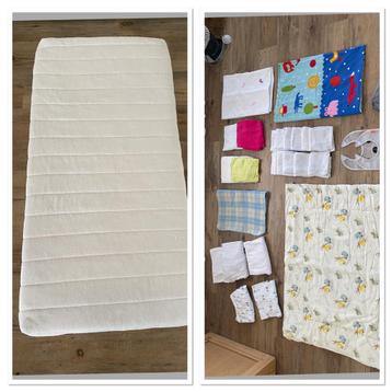 Matras voor ledikant + pakket beddengoed, boxkleed etc beschikbaar voor biedingen