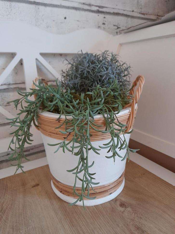 Riviera maison bloempot inclusief kunstinhoud, Tuin en Terras, Bloempotten, Aardewerk, Binnen, Minder dan 25 cm, Rond, Verzenden