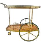 Vintage Italiaanse barcart serveerwagen hollywood regency, Gebruikt, Metaal, Ophalen of Verzenden, 50 tot 75 cm