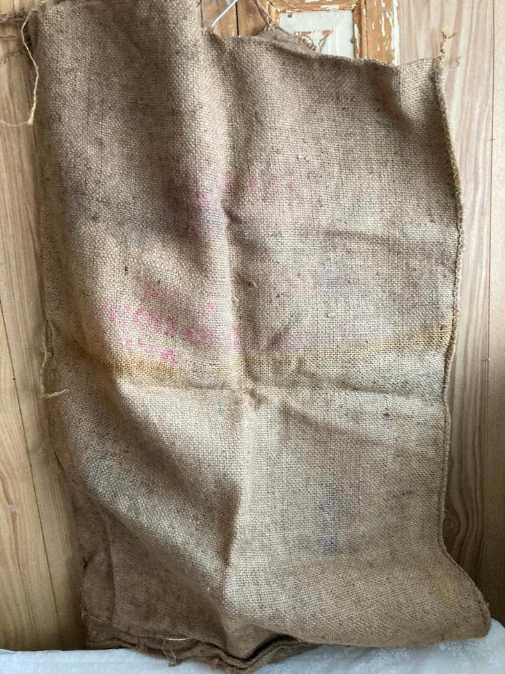 Brocante oude jute zak, Huis en Inrichting, Woonaccessoires | Overige, Gebruikt, Ophalen of Verzenden