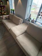 Beige 4-zits bank, extra lang (4.28m), Ophalen, Gebruikt, 300 cm of meer, 75 tot 100 cm