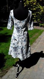 Linnen jurk blauw/wit/zwart maat 38, Maat 38/40 (M), Blauw, Handmade by couturier, Ophalen of Verzenden