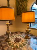 2 Italiaanse schemerlampen met houten voet, Huis en Inrichting, Ophalen of Verzenden, Zo goed als nieuw, Italiaans, 75 cm of meer