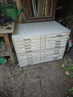 Vintage Tekenladekast - Industrieel, Huis en Inrichting, Kasten | Roldeurkasten en Archiefkasten, Ophalen, Gebruikt, 100 tot 150 cm