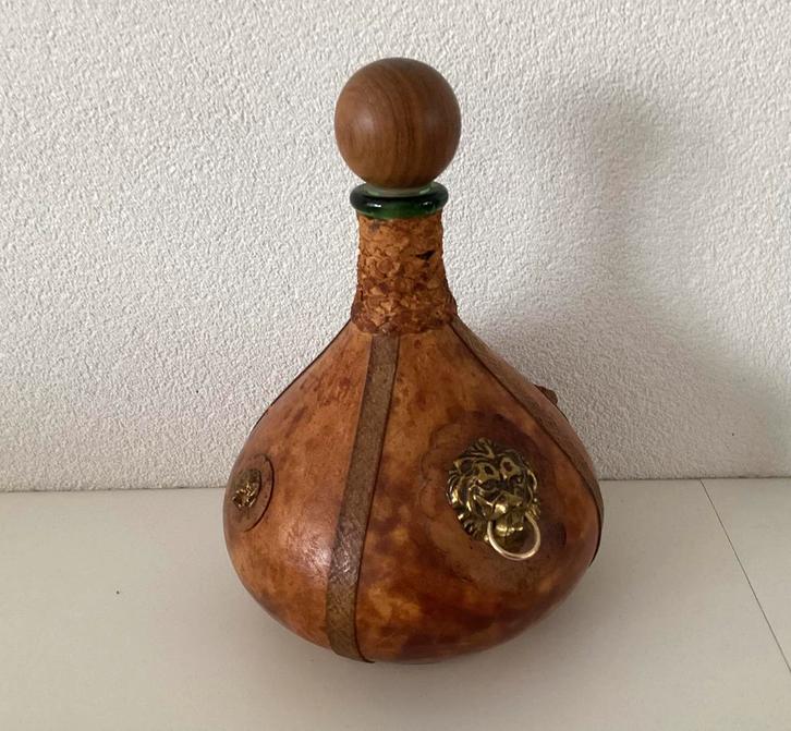 Italiaanse kruik jaren 60 (leer), Antiek en Kunst, Antiek | Glas en Kristal, Ophalen of Verzenden