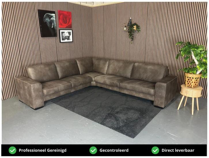 GRATIS LEVERING H&H Hoekbank Bruin 300x270 REFURBISHED, Huis en Inrichting, Banken | Bankstellen, Zo goed als nieuw, Hoekbank