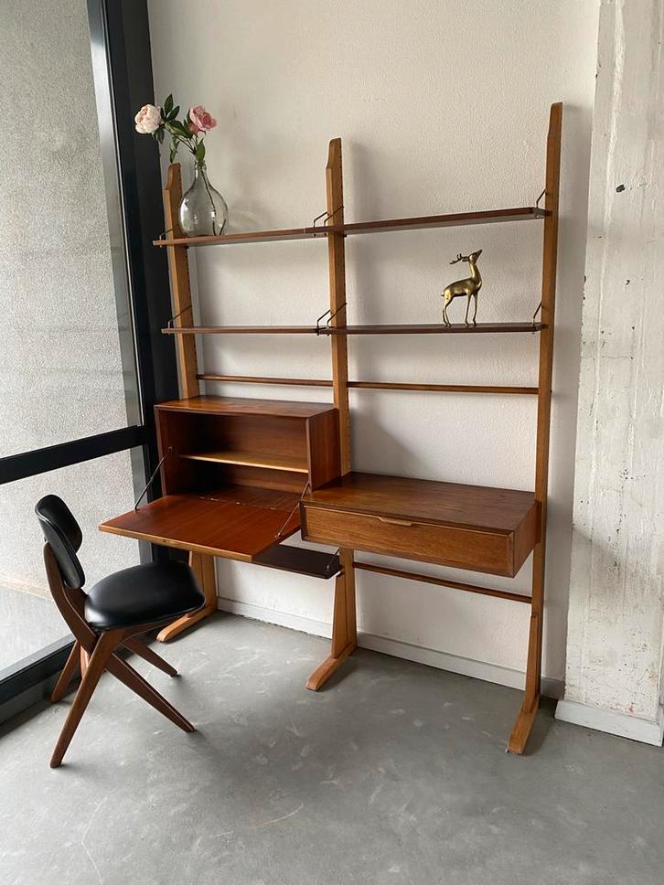 Poul Cadovius Wandkast Jaren 50, Huis en Inrichting, Kasten | Wandmeubels, Gebruikt, 200 cm of meer, 150 tot 200 cm, 25 tot 50 cm