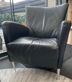 Leren zwarte fauteuil, Ophalen, Zo goed als nieuw, 50 tot 75 cm, Leer