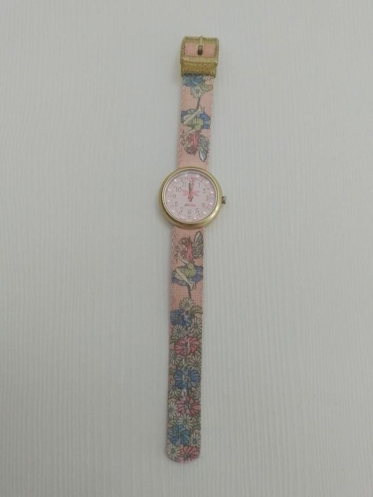 Flik flak kinderhorloge meisje roze diamantjes elfjes libel, Sieraden, Tassen en Uiterlijk, Horloges | Kinderen, Zo goed als nieuw
