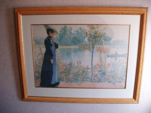 Carl Larsson - Karin at the Shore grote prent in lijst, Antiek en Kunst, Kunst | Litho's en Zeefdrukken, Ophalen