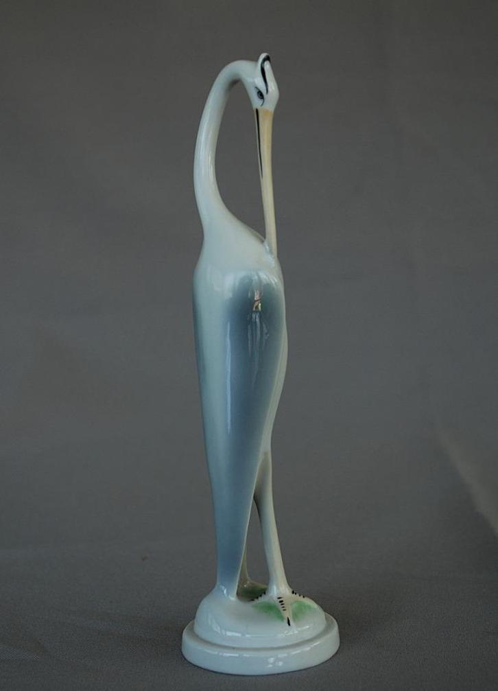 Stilistische Zilver ​Reiger van Hollohaza Porselein fabriek., Antiek en Kunst, Curiosa en Brocante, Ophalen of Verzenden