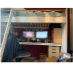 Hoogslaper met bureau van steigerhout wit, Ophalen, Gebruikt, Eenpersoons, 90 cm